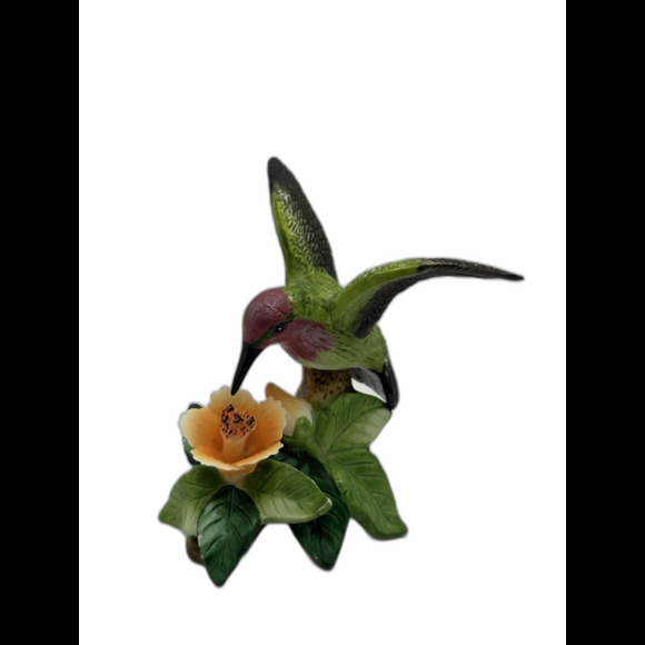 Russ Berrie VTG " Nature's Song" Porcelain hummingbird on flower figurine - Picture 12 of 12